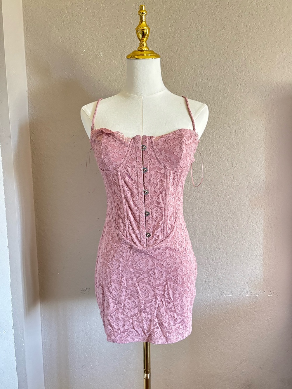 Mauve Lace Corset Mini Dress